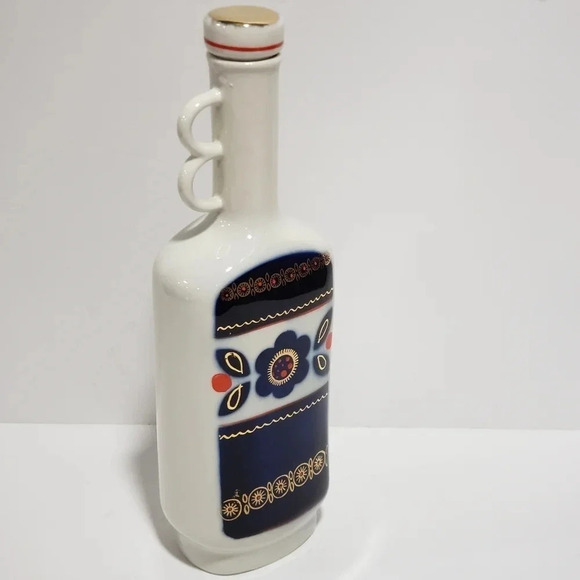 Vintage  Set Damask Ceramics Wine Glasses/Cups/Bottle 60-70s Handpainted Russia - Picture 5 of 14